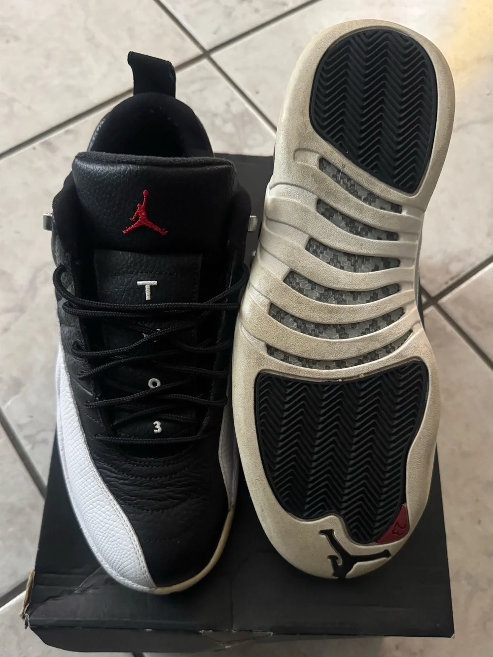 Jordan Men's Retro 12 Low-Top Sneakers in Black and White